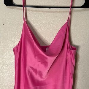 Hot Pink Silk Spaghetti Strap glam Top